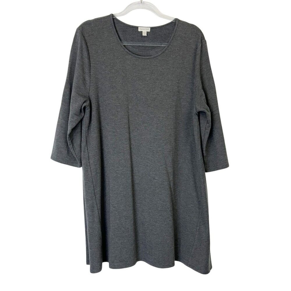 Garnet Hill Tunic Top Womens Size XL‎ Gray 3/4 Sleeves